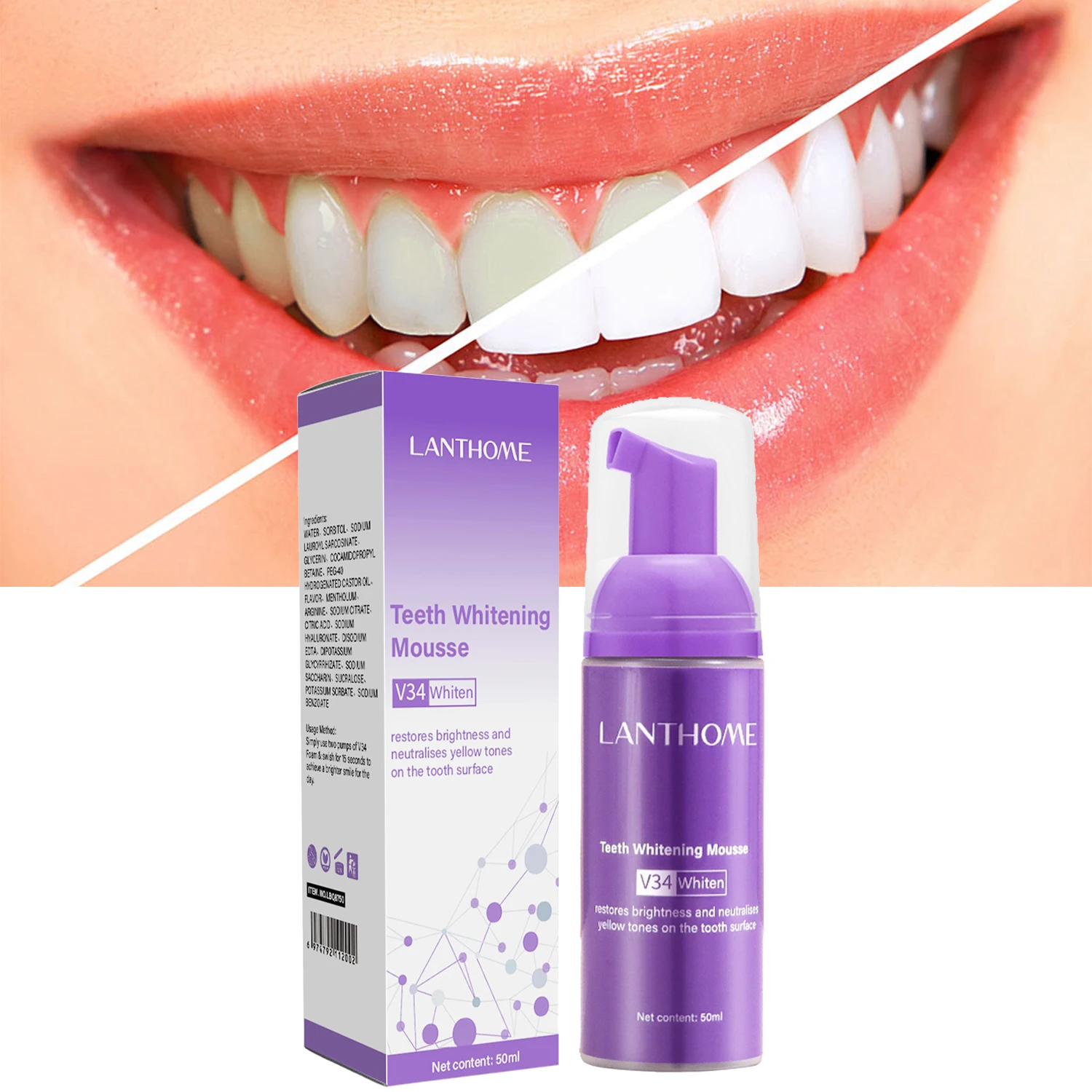 V34 Teeth Whitening Mousse Breath Refreshing Other Teeth Whitening Accessories Tooth Foam Teeth Brightening Mousse Toothpaste