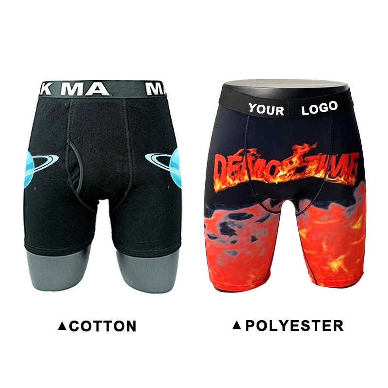 OEM plus size sublimation comfortable polyester fabric black design logo mens shorts custom men boys underwear boxer briefs