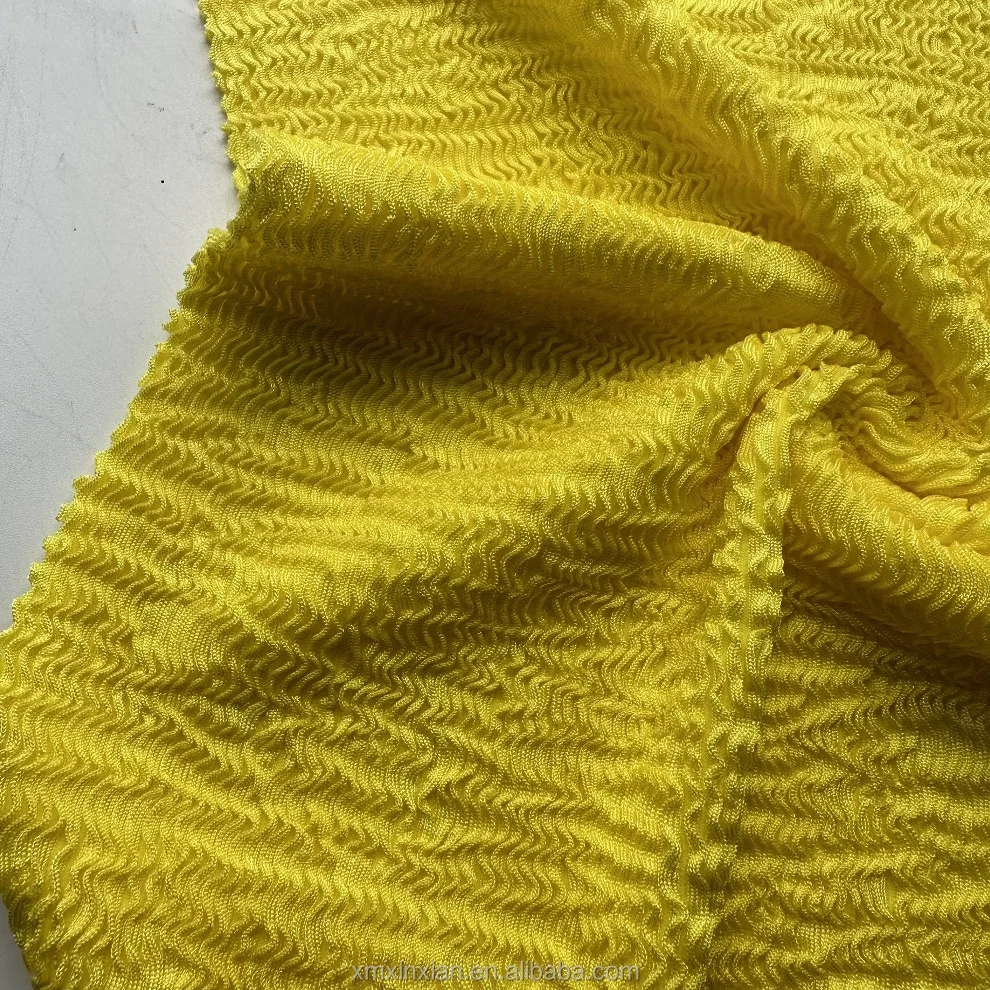 XA3295 new good stretched 400g seersucker crinkle swimwear fabric NO MOQ custom color swimsuit bikini spaghetti fabric