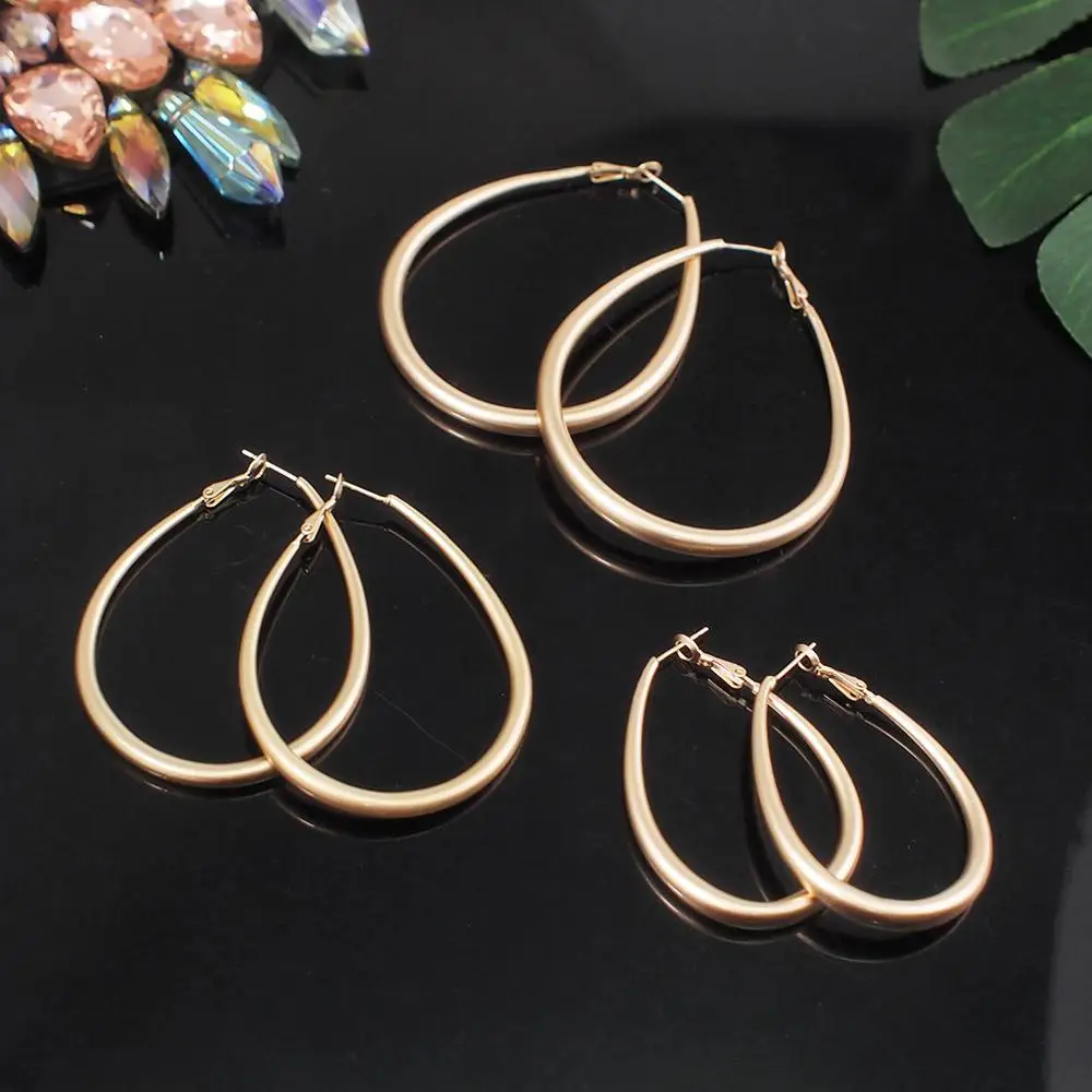 Matte Gold Plated Hoop Earrings Girls Geometric Earrings Copper Jewelry Women Wholesale Earring Charms New Accessories