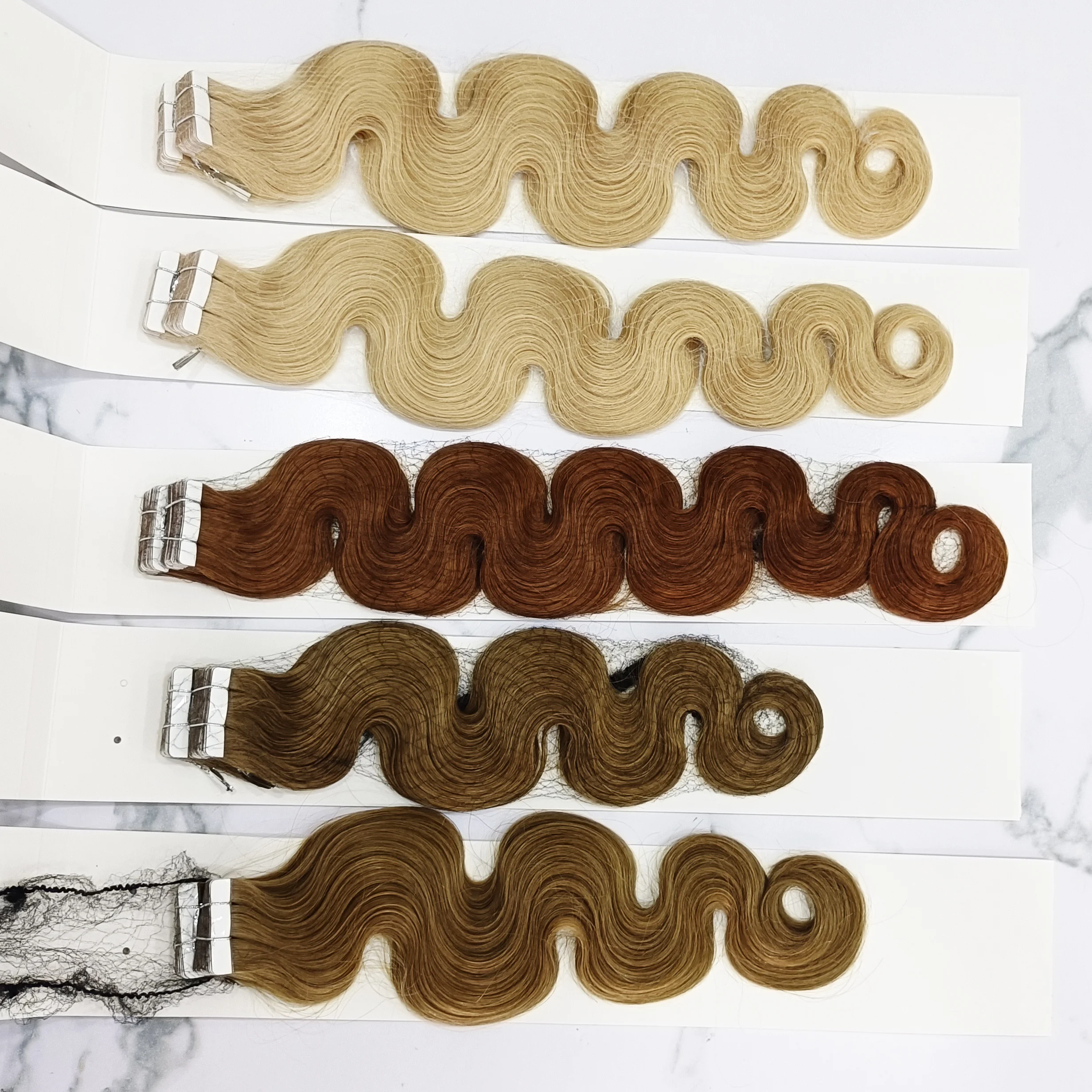 Wholesale Double Drawn Natural Hair Loose Body Wave 100 Human Remy Tape Ins Hair Extensions Tape In Hair