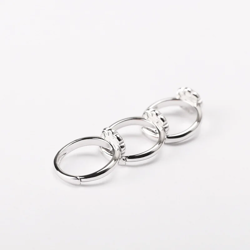 Custom Colorful Enamel Flower Children Adjustable Rings Jewelry Cheap Mini 925 Sterling Silver Jewelry for Kids Gift