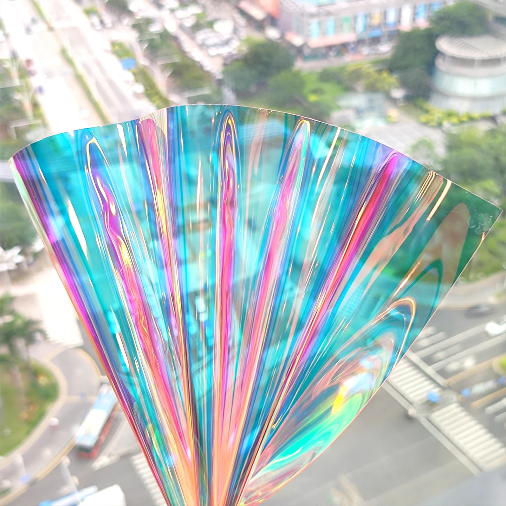 10 Pcs Holographic Clear PVC Vinyl A4 Iridescent Waterproof Mirrored Foil Laser Film for DIY Applique Crafts