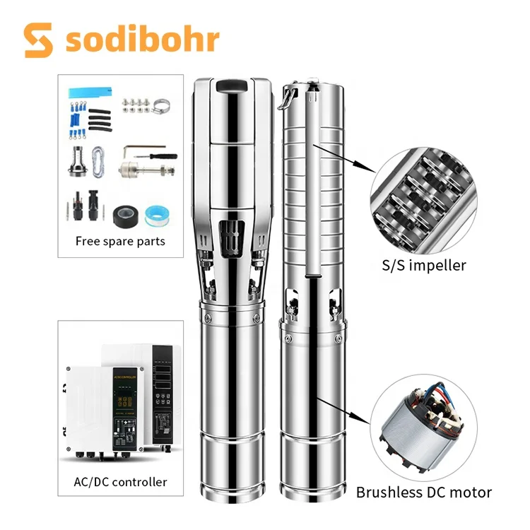 2hp Solar Water Pump for Agriculture 38m Head 6 Inch Submersible Ac Dc Solar Water Pump With Solar Panels for Well