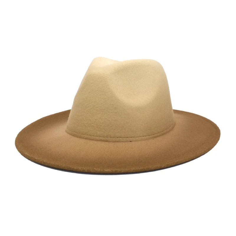 Wholesale wide big brim two tone trilby fedoras chapeau unisex suede panama sombrero felt high quality men women fedora hats