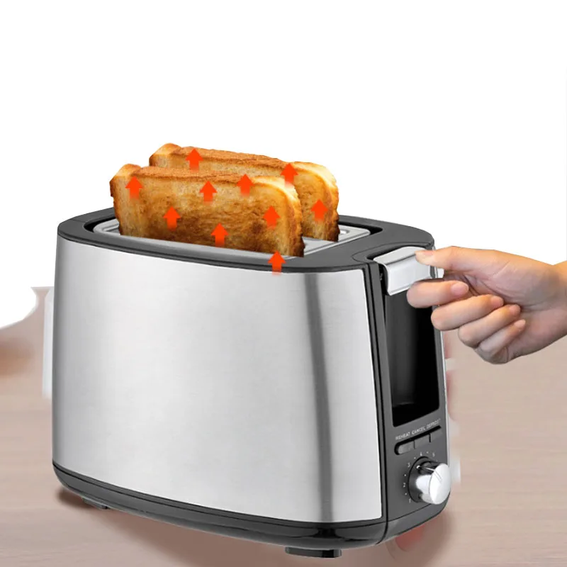 High Quality Automatic 750W Kitchen 2 Slice Bread Maker Reheat And Defrost function Bread Toaster For Home Use
