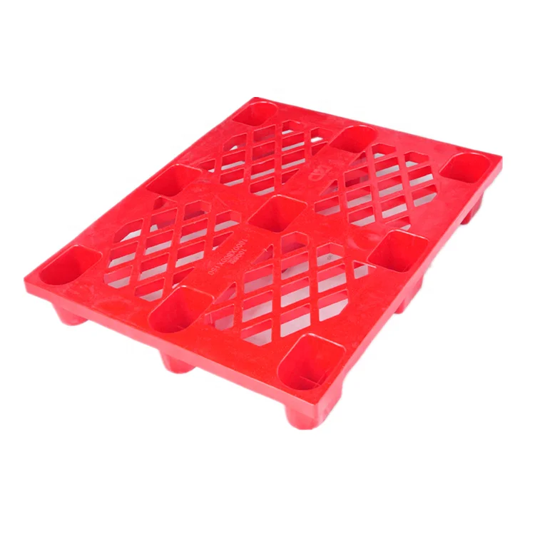 Best selling multifunction red nestable single faced nine legs reinforced HDPE euro plastic pallet