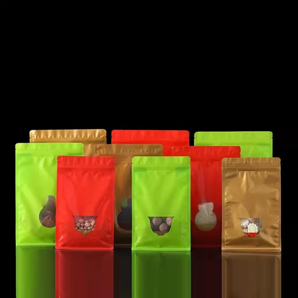 YunFeng Zipper Lock Resealable Stand Up Mylar Bags Clear Plastic Window Pouch for Zip Food Storage Lock Aluminum Foil Bag Candy Packing