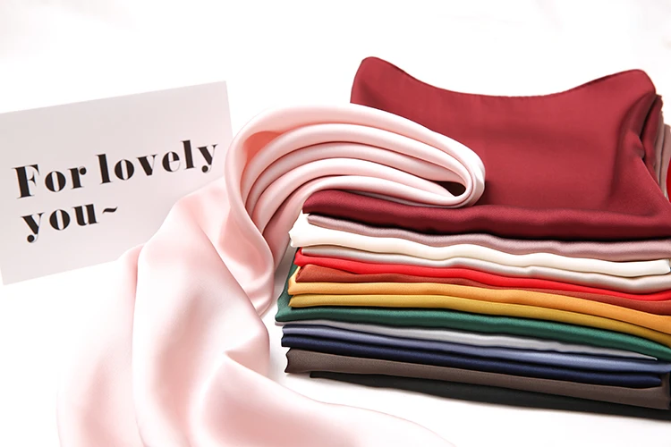 Fashion Solid Kerchief Women Scarf For Hair Green White Silk Neck Scarves Female Square Bandanas Lady Scarves