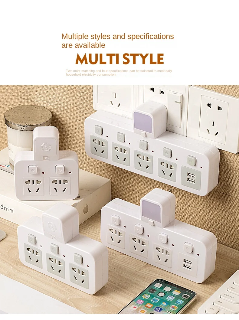 Extension Socket Outlet With Led Light One drag multi plug socket switch Three-port USB patch panel