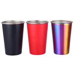 8 Ounce Kids Stainless Steel Cups Stackable Metal Drinking Glasses Unbreakable Pint Tumbler Cups For Kids And Adults Steins 300m