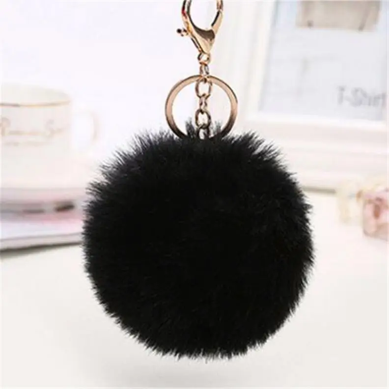 Manufacturers Plush Keychain Custom Design Fur Multi Color Pastel Pom Pom Keychains In Bulk