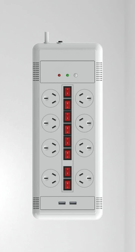 SAA Certificate Power Socket 8 AC AU Outlet 2 USB Power Board individual switched powerboard with USB-C PD 30W