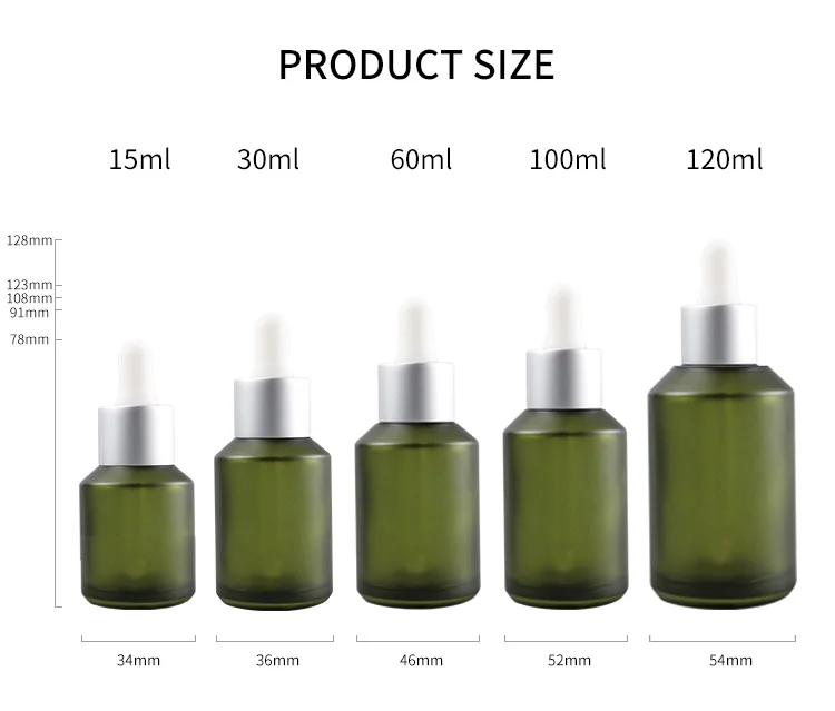 
New mold thick wall dark clear green rose red pink cosmetic serum frosted 30ml glass bottle with dropper 