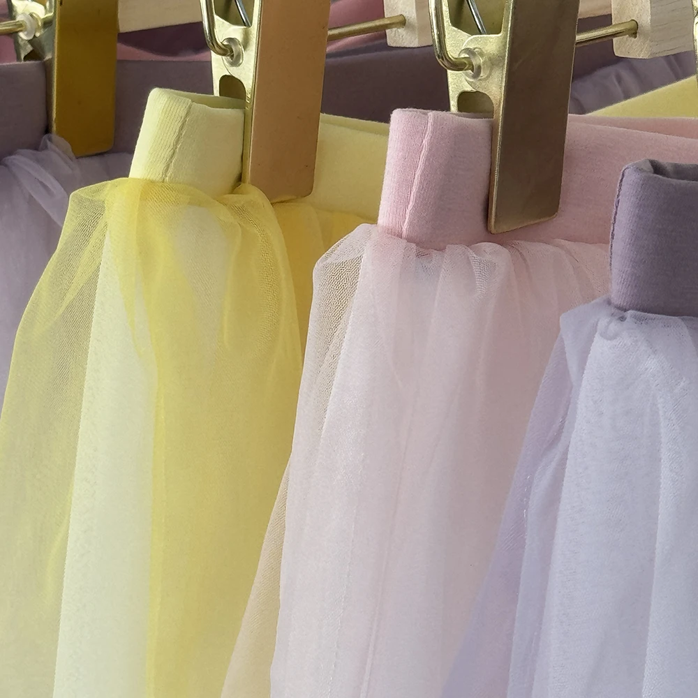2024 new trendy hot sales dance training wear 4 layers long gradient mesh skirts for ballet