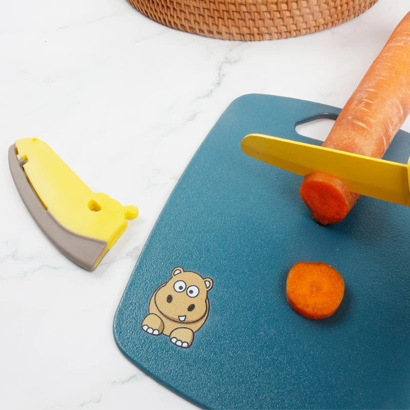 private label teeth montessori plastic toy kitchen real cooking kids safe knife set for children