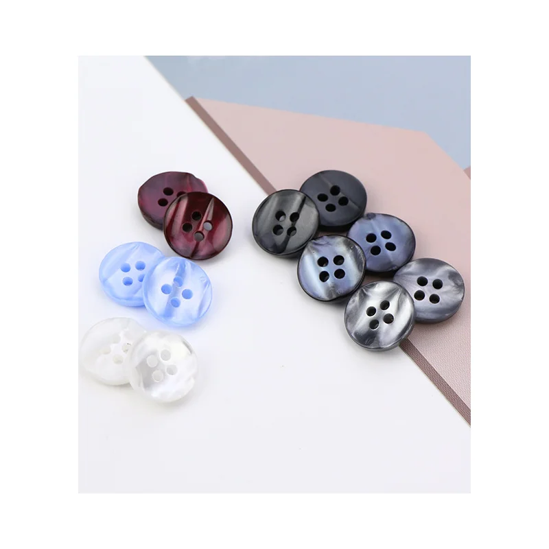 Wholesale 4 hole round colorful laser craft sewing pearl shell shirt buttons oeko-tex standard for shirt