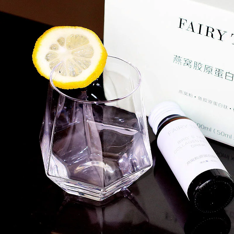 
Modern simple geometric glass wine restaurant household drink six-sided diamond mouth cup 