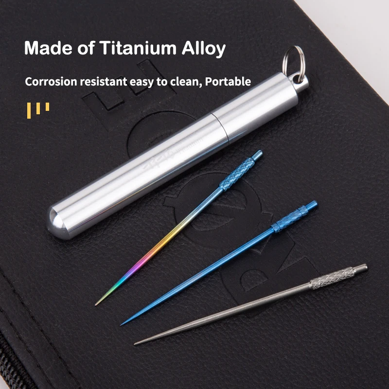 TiTo EDC Titanium Outdoor Portable Multifunctional Toothpick Bottle Fruit Fork Camping Tool Three Colors Available