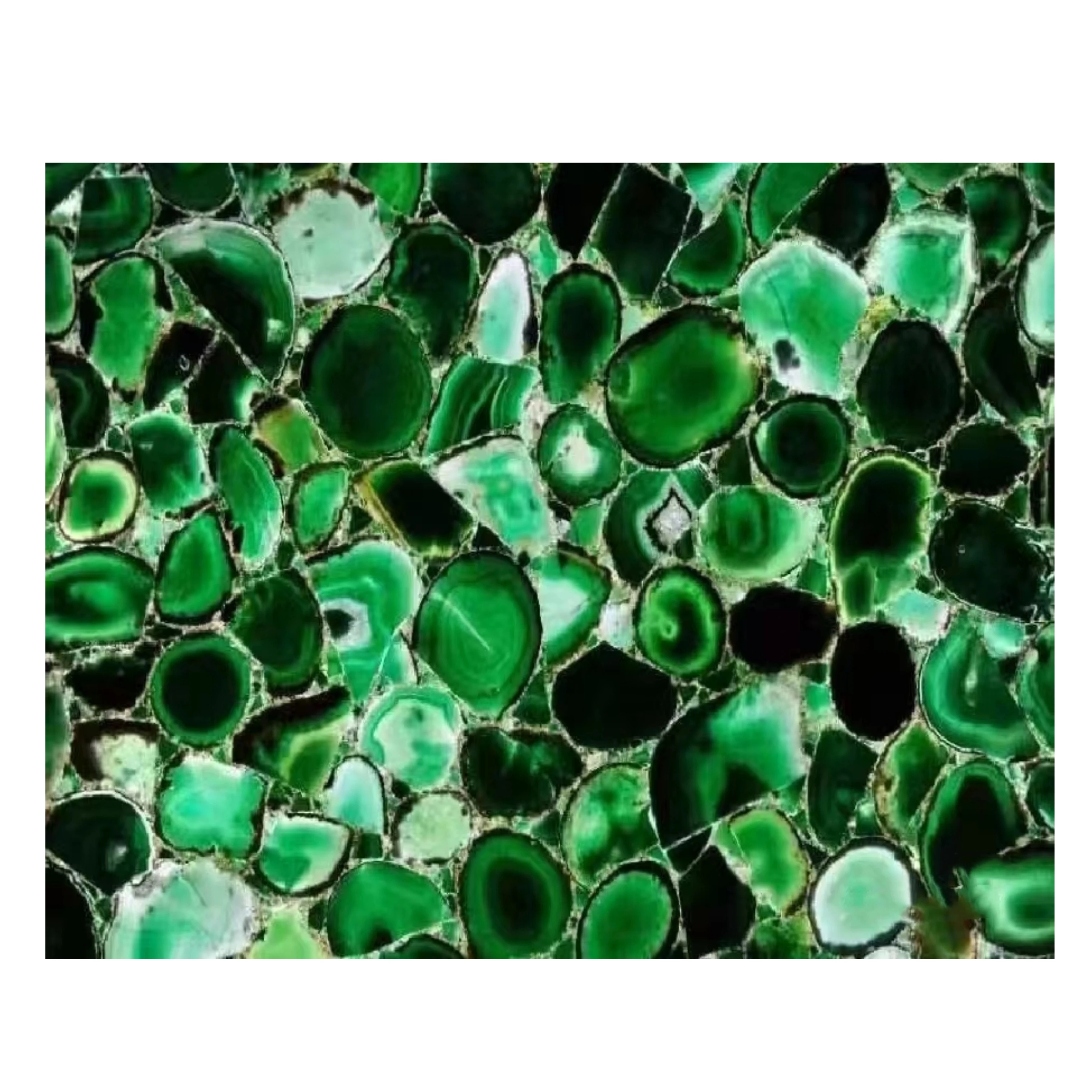 Backlit Semiprecious Stone Green Onyx Agate Tile Natural Gemstone Slab
