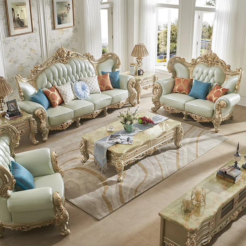 Новый дизайн античный диван в Европейском стиле классические наборы диванов из натуральной кожи