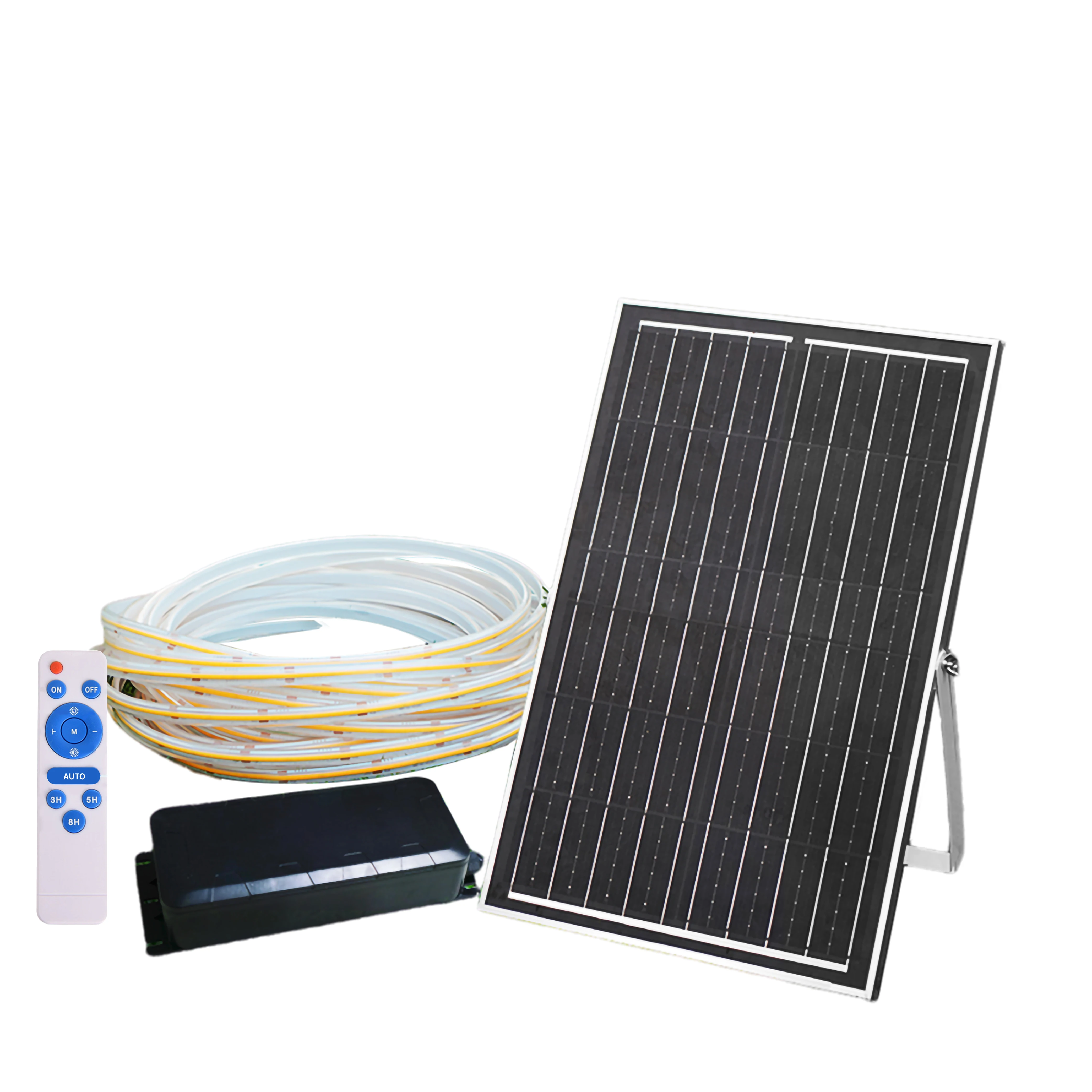 Solar Powered 5M-50M Strip Light Outdoor Rgb Flexible Lighting Ribbon Tape Waterproof Led Neon Soft Solar Strip Light