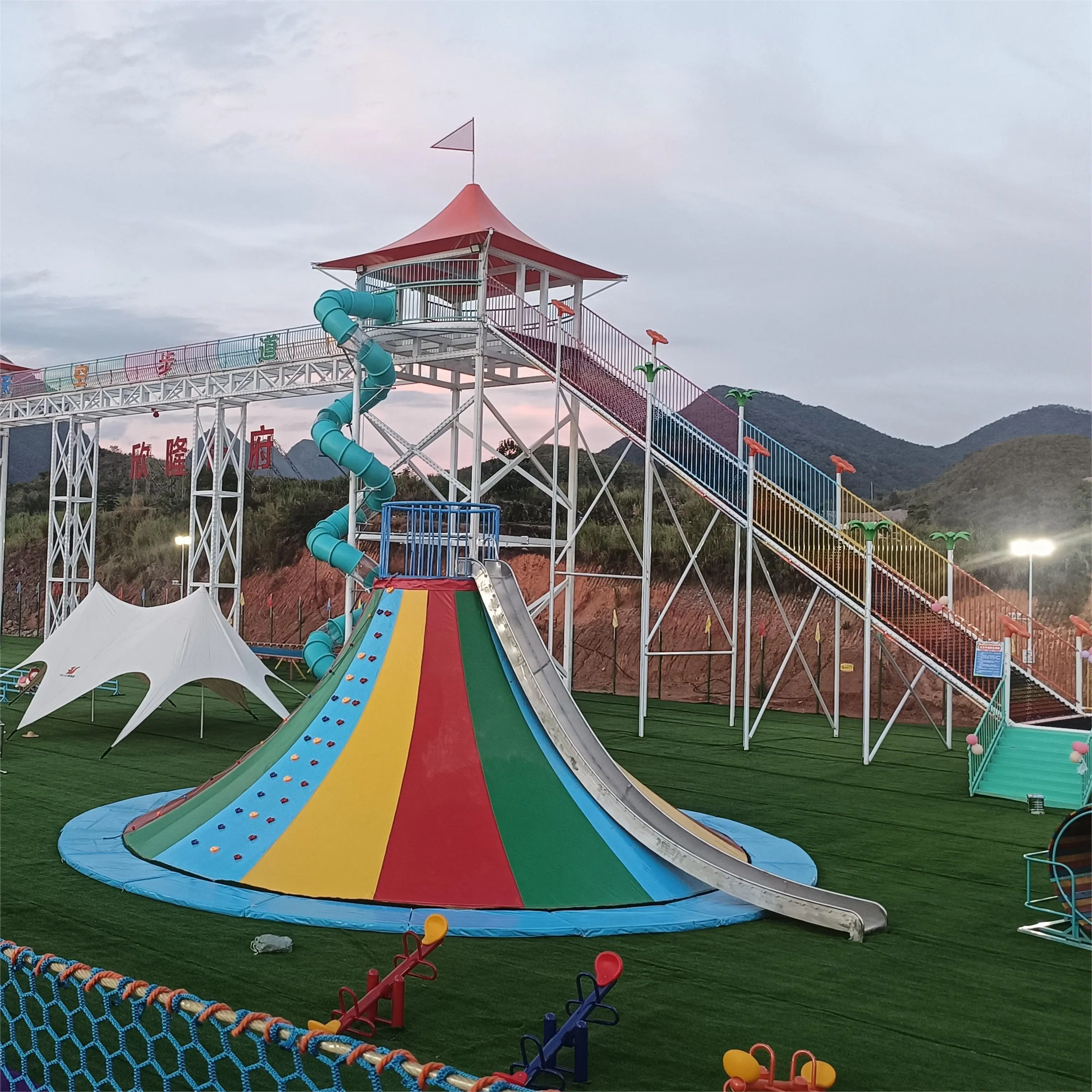 china factory cheap patio swings  seesaw outdoors play ground kids slides and swing play
