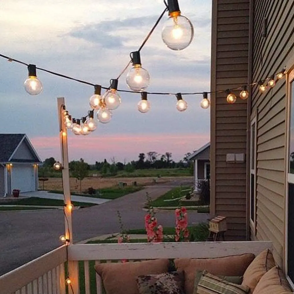 China Supplier Produce Outdoor Garden Decorative Lighting String Lights 220V 100FT with 50 Lights G40 Incandescent String
