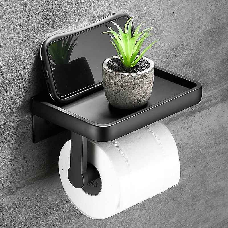 Wholesale Aluminum Toilet Paper Holder Artificial Marble Shelf Roll Paper Phone Holder Dispenser