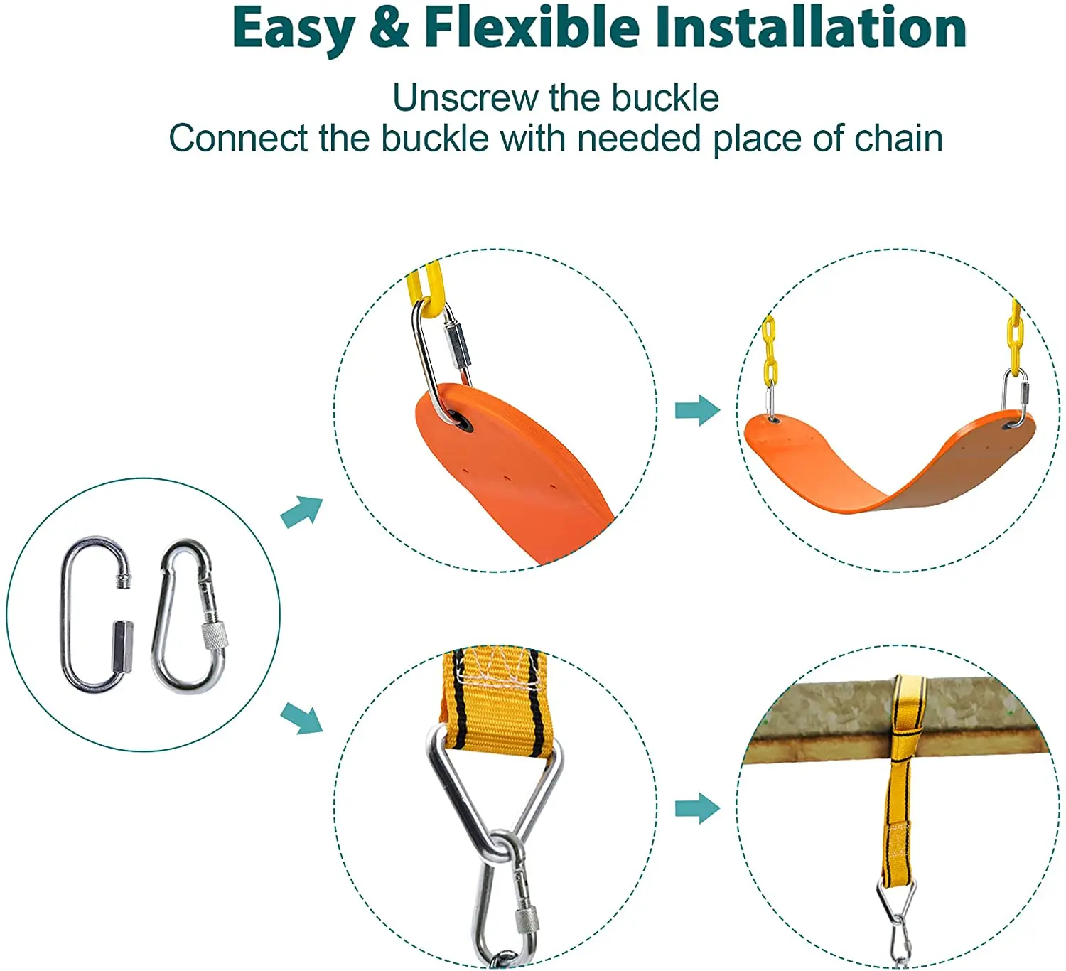 Tree Swings with Anti-Rust Chain Plastic Coated Safety Tree Swing for Adults and Kids