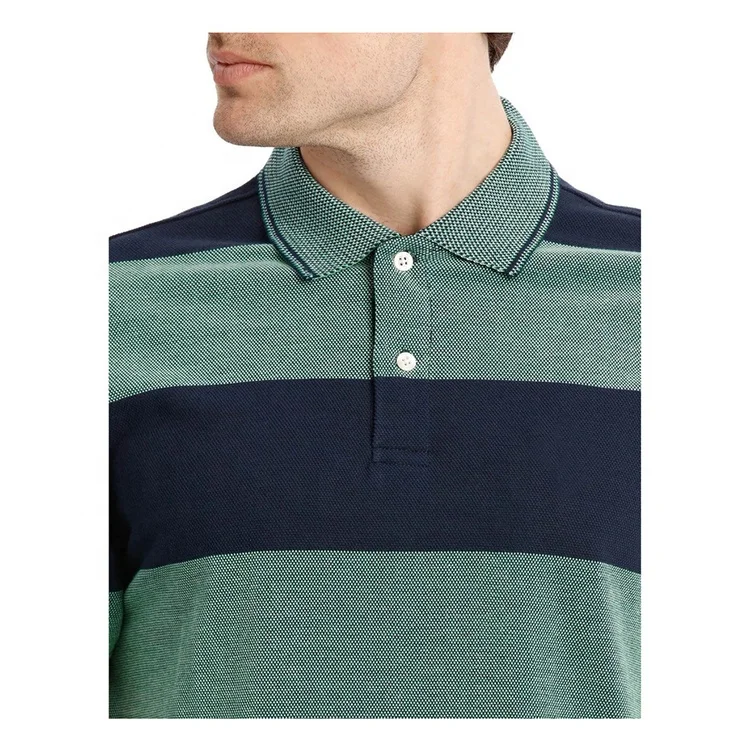 Wholesale Popular Strip High Quality T Shirt New Design Dark Navy Short Sleeve T Shirt With Embroidery Logo