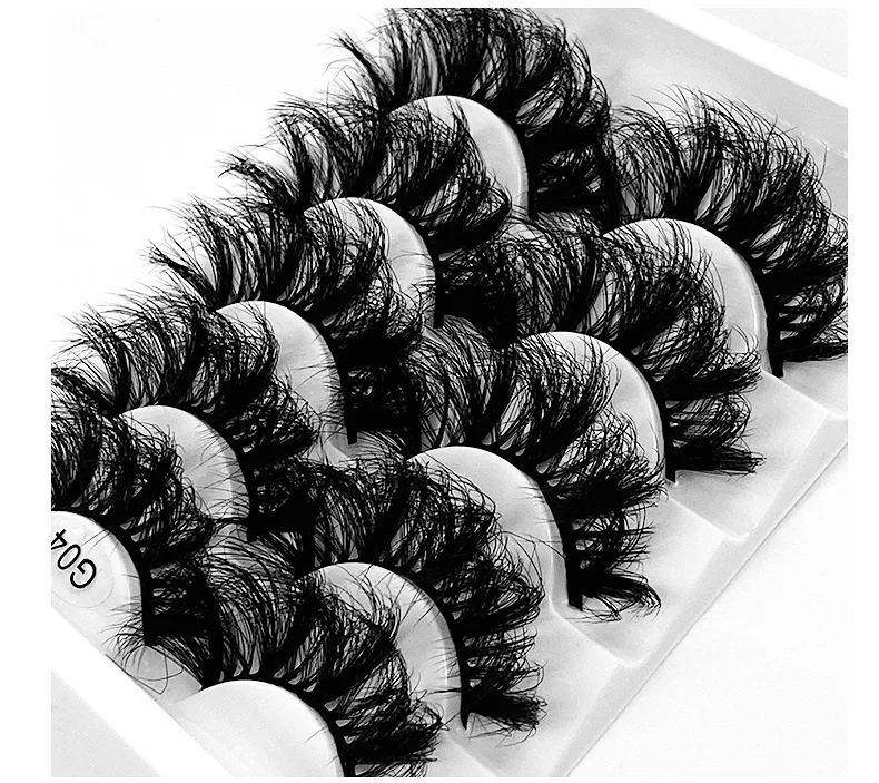 wholesale 5 pairs eyelashes private label thick fluffy 3d faux mink strips lashes false eyelashes