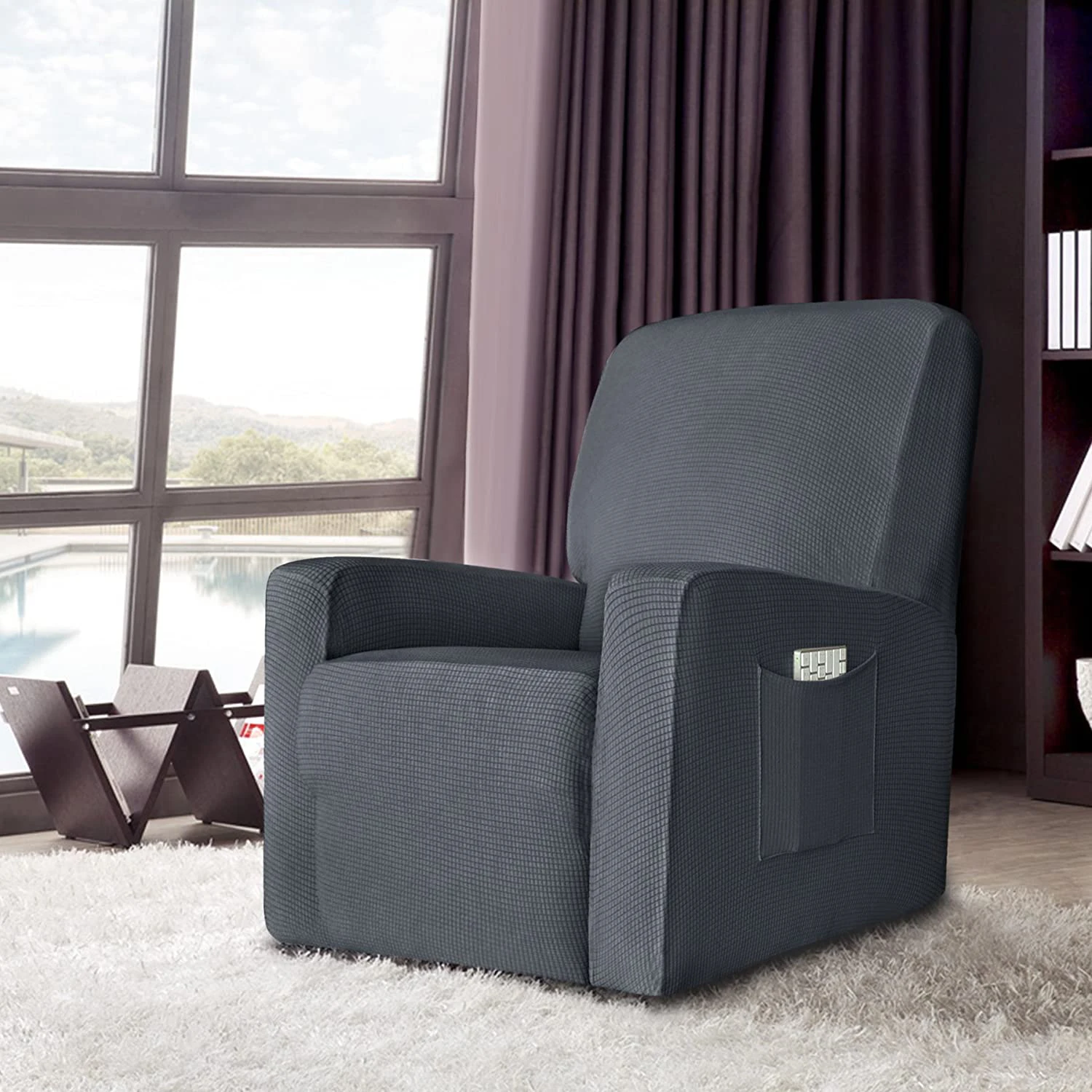 Jacquard Plush Recliner Couch Covers Chair Cover 1-Seat Stretch Reclining Sofa Slipcover Recliner Sofa Covers