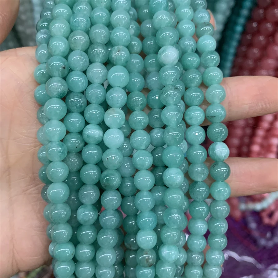 Wholesale 6mm Round Jades Chalcedony Stone Beads gemstones polished loose jade beads for jewelry making