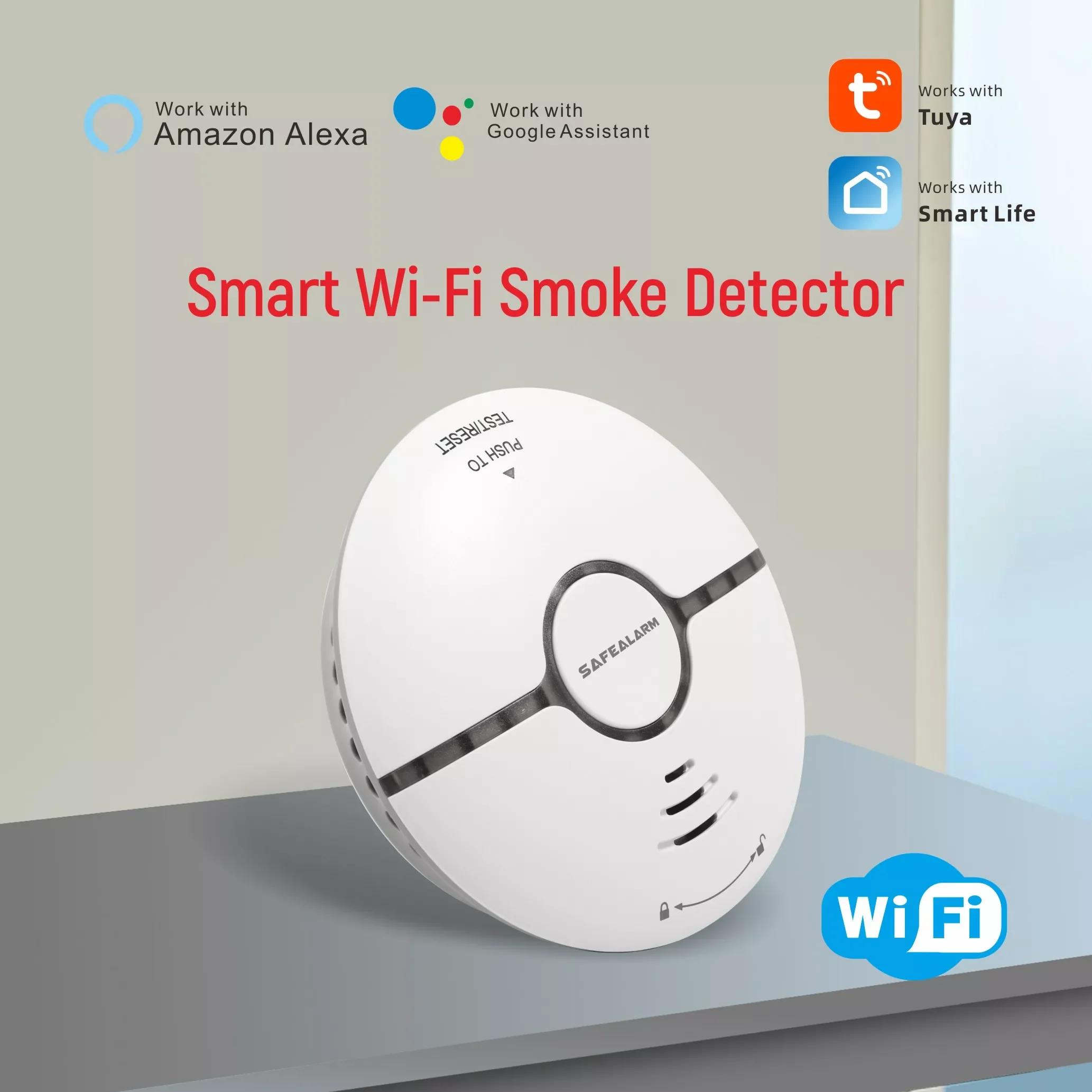 Tuya Smart Home WiFi Fire Smoke Sensor High Sensitivity Safety Smoke Sensor