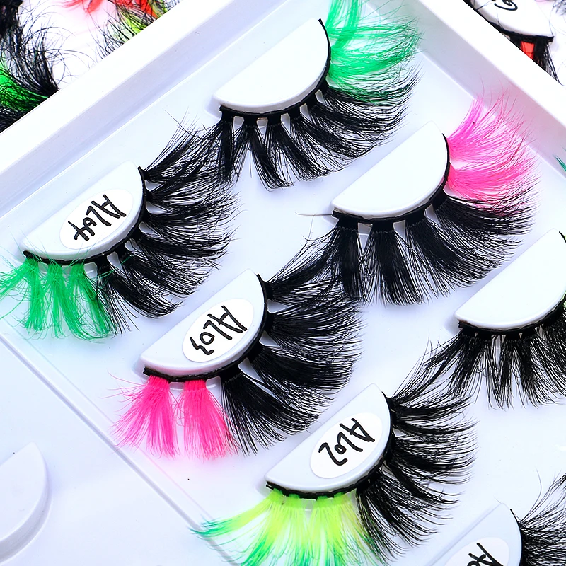 Halloween Lashes 6 Pairs Long Thick Colorful Tinsel Eyelashes Rainbow Falsies for Halloween Party Circus Dance Dress Costumes