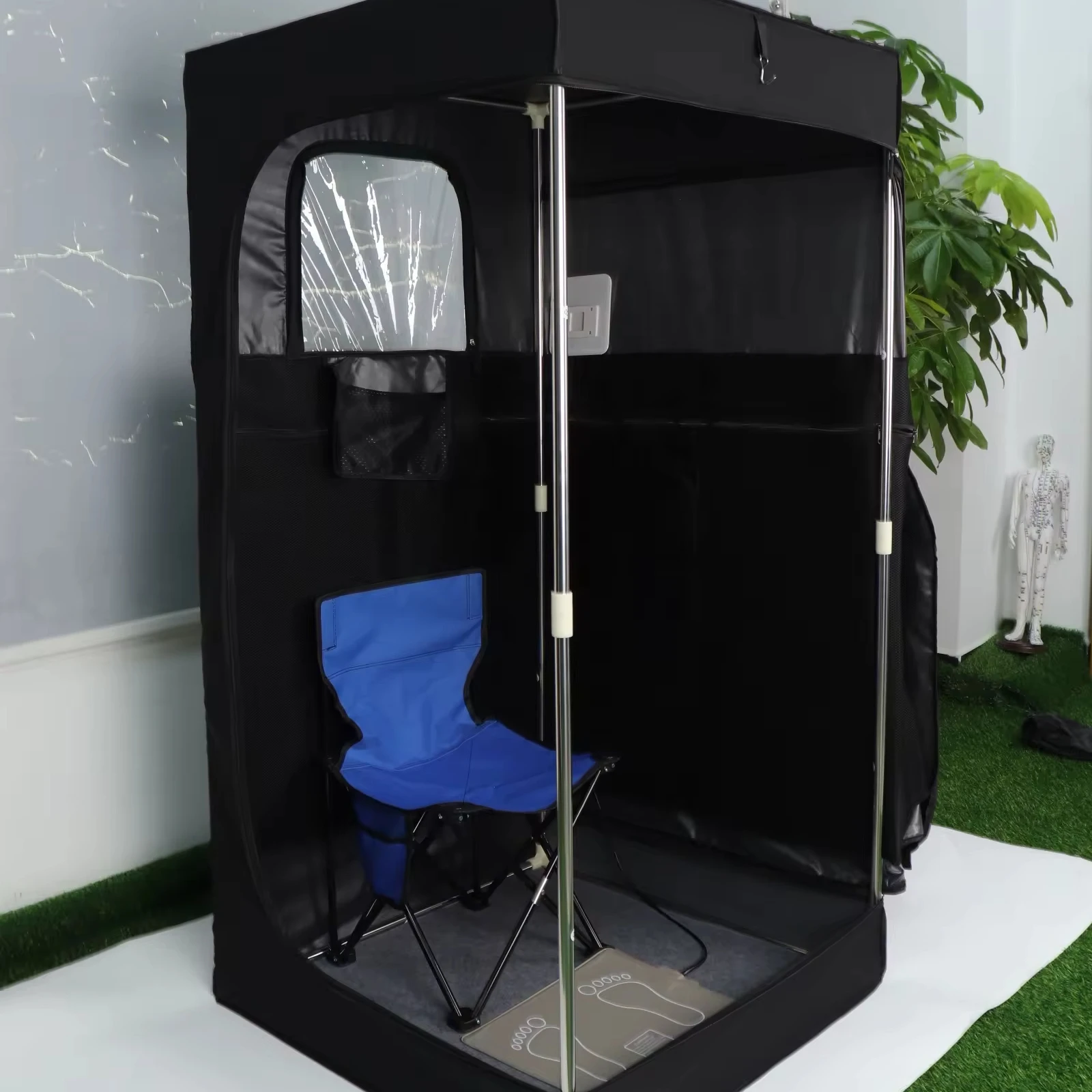 Newly designed indoor portable far-infrared sauna tent with foot sauna mat full-size dry sauna for sweat wicking