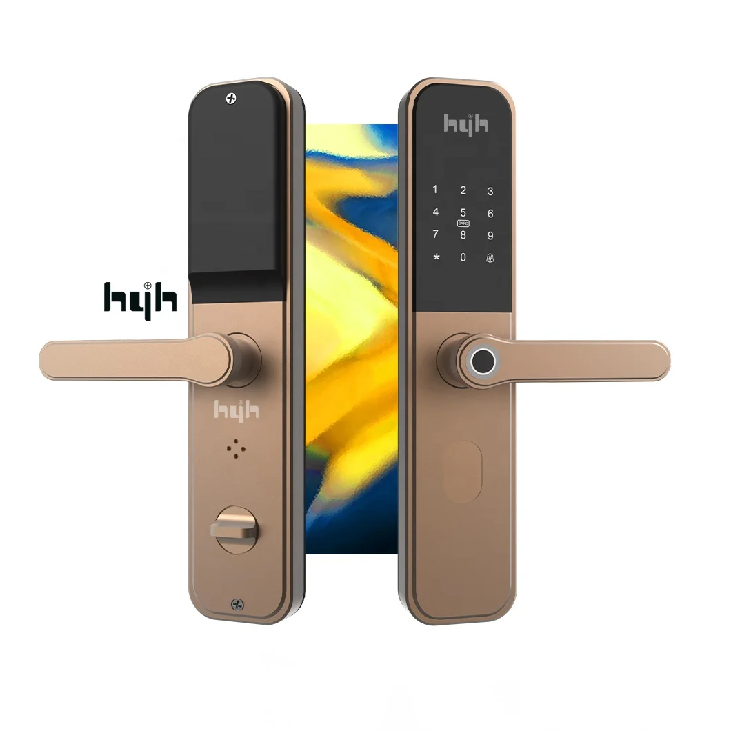 Guangdong-hyh Hardware Keyless Electronic Smart  System Code Fingerprint Aluminium Gate Door Lock Set With Anti Theft