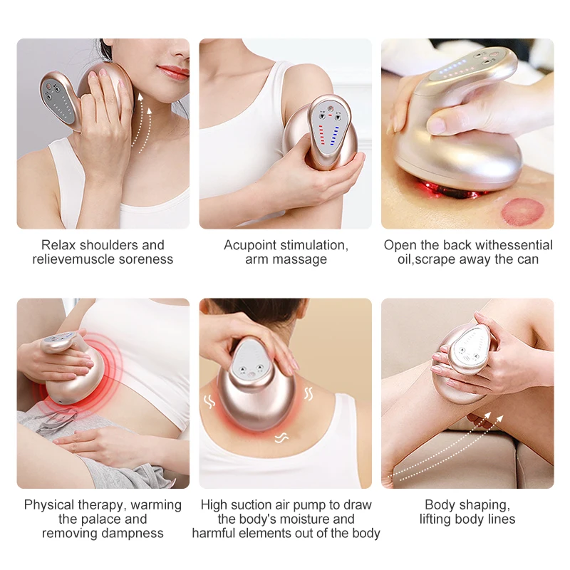 Electric Cordless Cellulite Cupping Scraping Guasha Suction Massage Machine