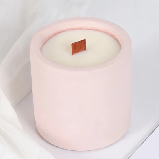 Wholesale Custom Logo Original Matte Empty Cement Candle Container Gray Red Concrete Ceramic Candle Jar