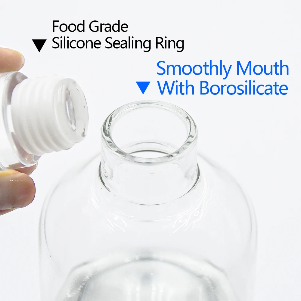 Wholesale high boron silicon water bottle 1000ml Custom Logo Clear Glass Water Bottle with Time Maker