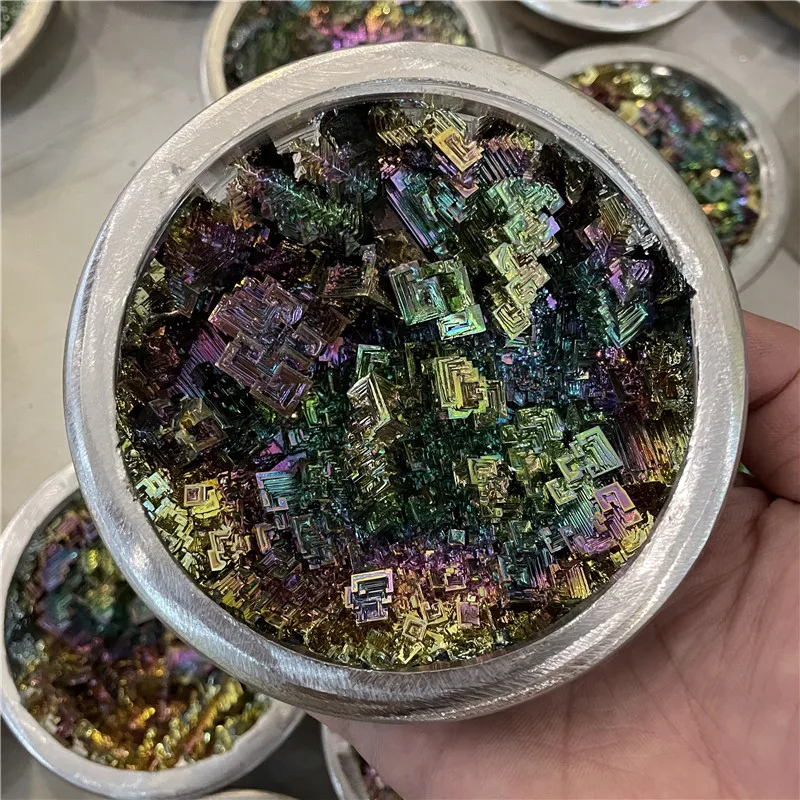 Natural Gemstone Seven Colour Bismuth Bowl Treasure Ore cornucopia Mineral Specimen For Home Decoration