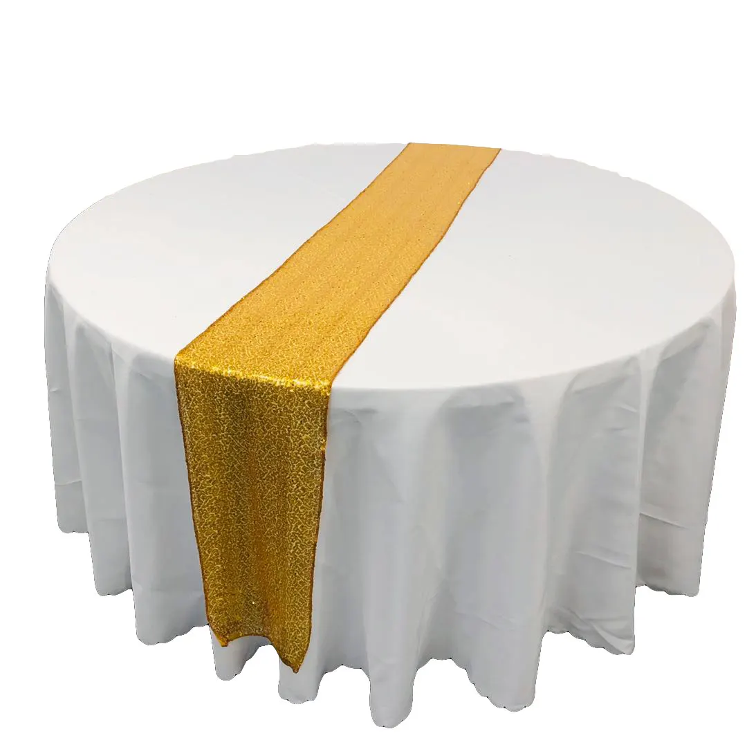 Wholesale Cheap Polyester Wedding Decorative Sequin Table Runner Silver Dining table runner