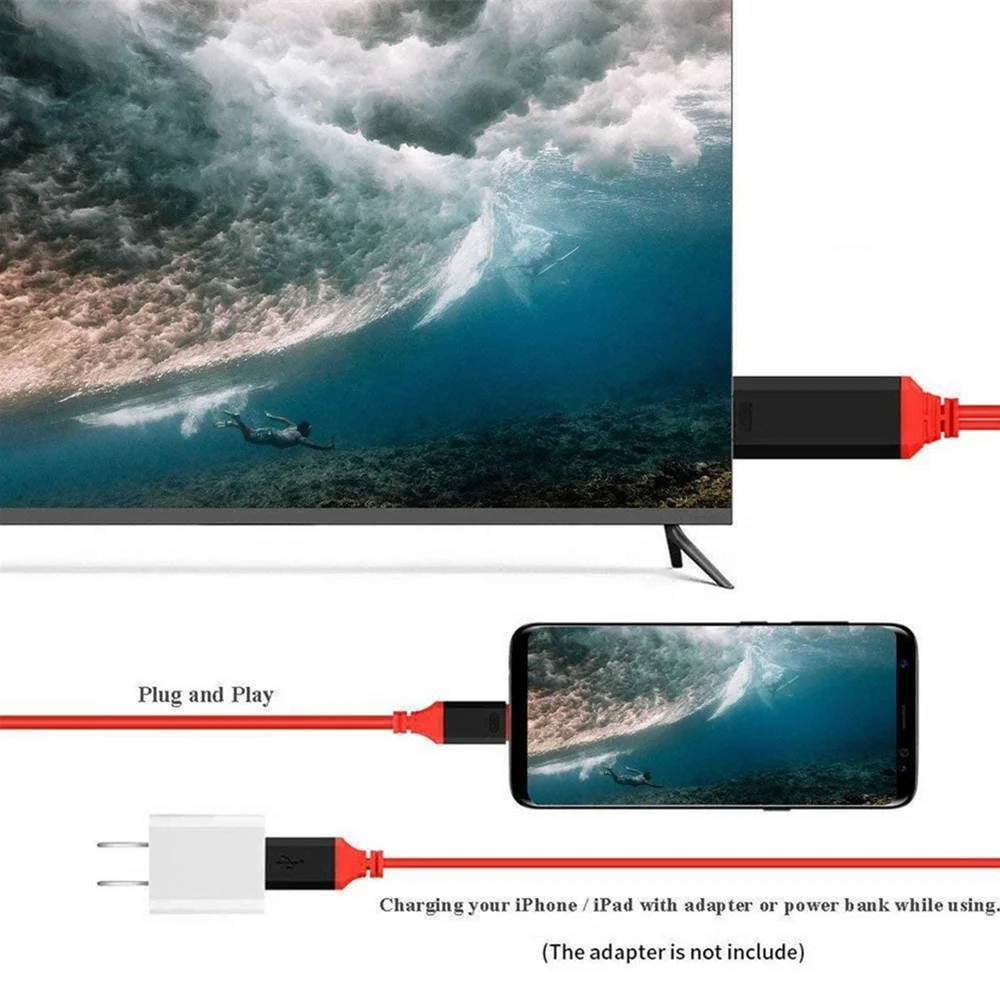 Кабель-адаптер USB C на 4K HDMI с блоком питания для MacBook Pro и Samsung Galaxy S9 S8 Huawei P20 т. д.