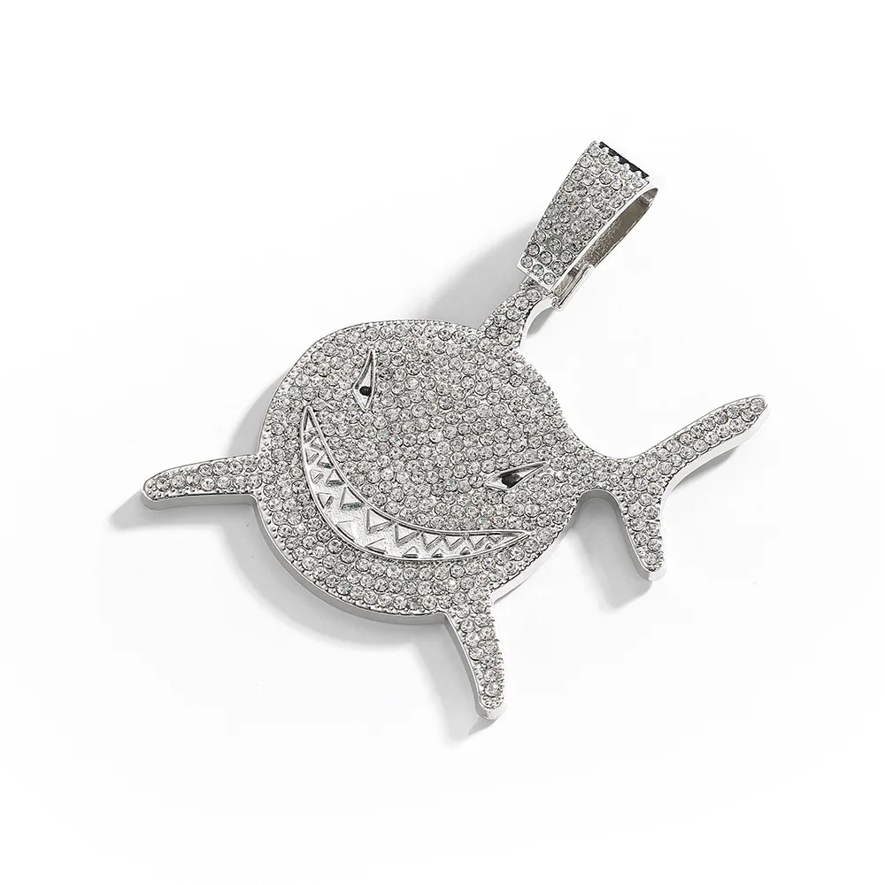 PD3013 High Quality Gold Plated Punk Rock Fish & Shark Pendant Necklace Creative Hip Hop Jewelry for Men & Women Gift