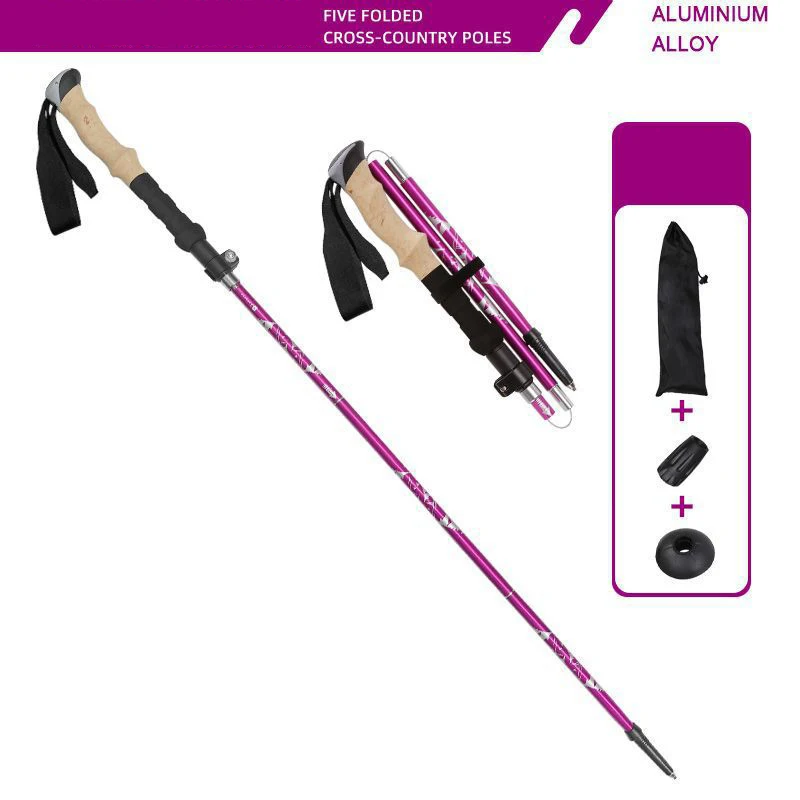 7075 Aluminum Alloy Adjustable Lightweight Folding Walking Hiking Sticks Trekking Poles With Quick Lock