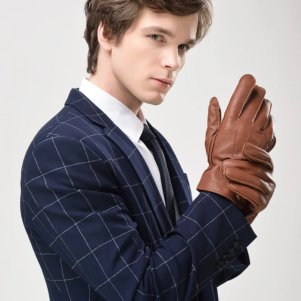 Kulanyane высококачественные дышащие перчатки для вождения автомобиля зимние кожаные мужские перчатки