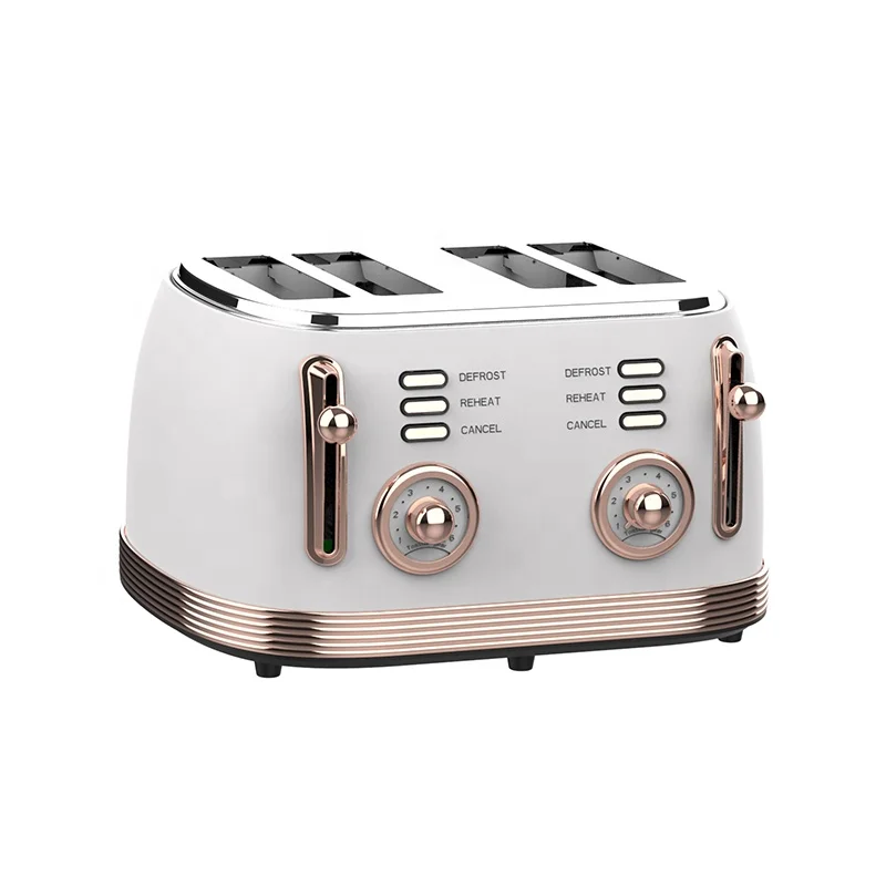 1500W Fast Heating New Retro 6 Degree Browning Setting Stainless Steel 4 Slices Bread Sandwich Toaster