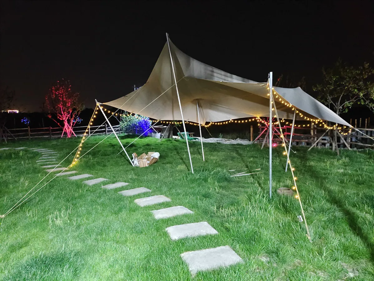 Unistrengh Camping aluminum pole spider star shaped stretch tent for events advertising stretch tents