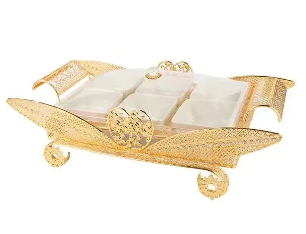 2023 New Style Creative Snacks Fruit Storage Basket Alloy Metal Baskets with 3 Acrylic dried fruit box